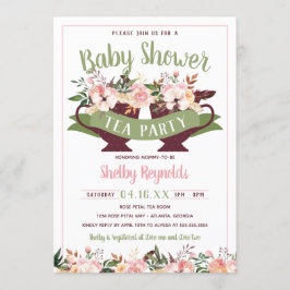 Boho Tea Party Baby shower Uitnodiging