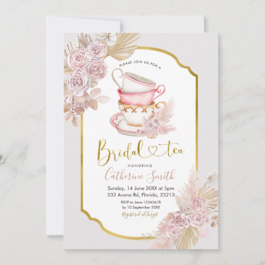 Boho Tea Party Bridal Shower Kaart (Voorkant)