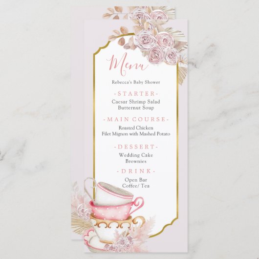 Boho Tea Party Menu (Voorkant / Achterkant)