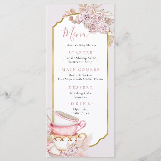 Boho  Tea Party Menu (Voorkant)
