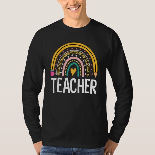 Boho Teacher Rainbow Leopard Teacher Appreciation T-shirt (Voorkant)