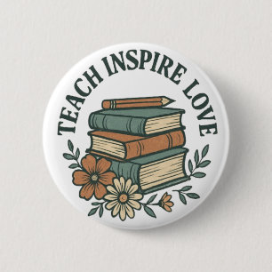 Boho Teacher - Teach Inspire Love  Ronde Button 5,7 Cm