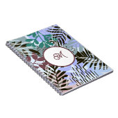 Boho Teal Blauwe Rode Bladeren Notitieboek (Rechterzijde)