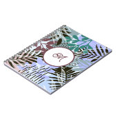 Boho Teal Blauwe Rode Bladeren Notitieboek (Linkerzijde)