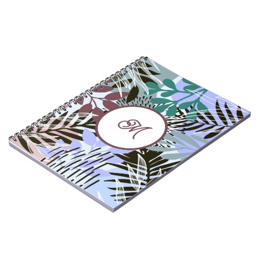 Boho Teal Blauwe Rode Bladeren Notitieboek (Linkerzijde)