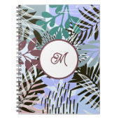 Boho Teal Blauwe Rode Bladeren Notitieboek (Voorkant)