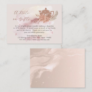 Boho Teapot Hydrangeas Donation in plaats van Gift Informatiekaartje