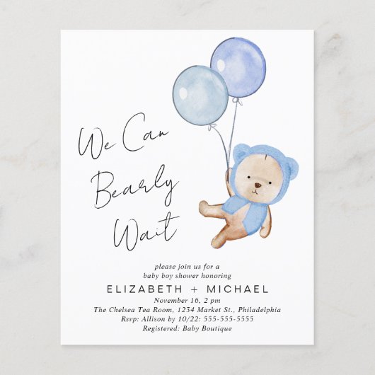 Boho Teddy Bear Baby Boy Couples - Uitnodiging (Voorkant)