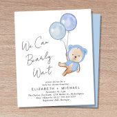 Boho Teddy Bear Baby Boy Couples - Uitnodiging