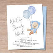 Boho Teddy Bear Baby Boy Shower Uitnodiging