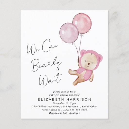Boho Teddy Bear Baby Girl Shower (Voorkant)
