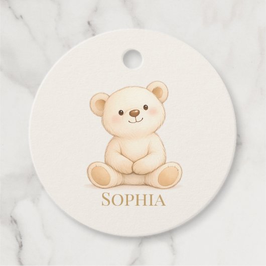 Boho Teddy Bear Baby Shower Bedankjes Labels (Voorkant)
