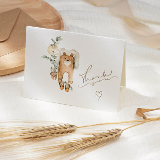 Boho Teddy Bear Baby Shower Bedankkaart