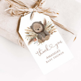 Boho Teddy Bear Baby shower Dank je wel Cadeaulabel