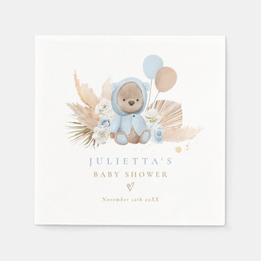 Boho Teddy Bear Baby shower Decoraties Servet (Voorkant)