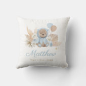 Boho Teddy Bear Baby shower Gift Boy Blue Beer Kussen (Achterkant)