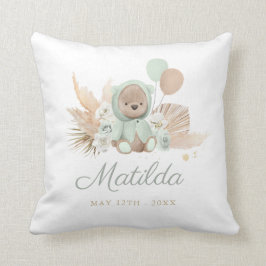 Boho Teddy Bear Baby shower Gift Sage Green Kussen