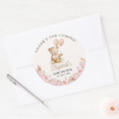 Boho Teddy Bear Baby Shower Girl Ronde Sticker (Envelop)