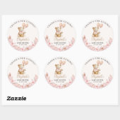 Boho Teddy Bear Baby Shower Girl Ronde Sticker (Vel)