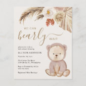 Boho Teddy Bear Baby shower Invitation (Voorkant)