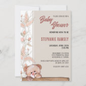 Boho Teddy Bear Baby shower Invitation Kaart (Voorkant)