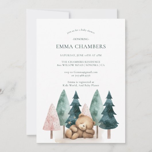 Boho Teddy Bear Baby shower Kaart (Voorkant)