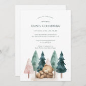 Boho Teddy Bear Baby shower Kaart (Voorkant / Achterkant)