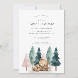 Boho Teddy Bear Baby shower Kaart