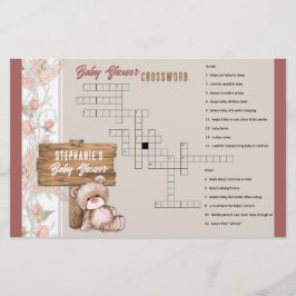 Boho Teddy Bear Baby shower Kruiswoordspel Briefpapier