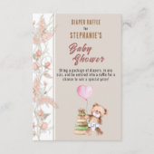 Boho Teddy Bear Baby shower Luier Raffle Informatiekaartje (Voorkant)