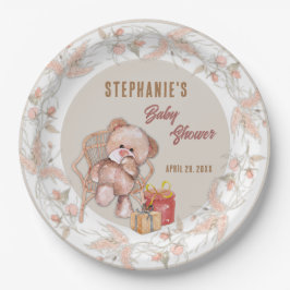 Boho Teddy Bear Baby shower Papieren Bordje