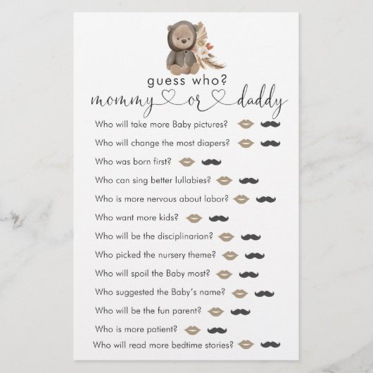 Boho Teddy Bear Baby shower raad eens wie er aan d (Voorkant)