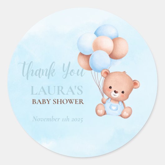 Boho Teddy Bear Baby shower Ronde Sticker (Voorkant)