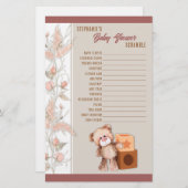 Boho Teddy Bear Baby shower Scramble Game Briefpapier (Voorkant / Achterkant)