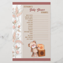 Boho Teddy Bear Baby shower Scramble Game