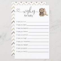 Boho Teddy Bear Baby shower wenst Baby