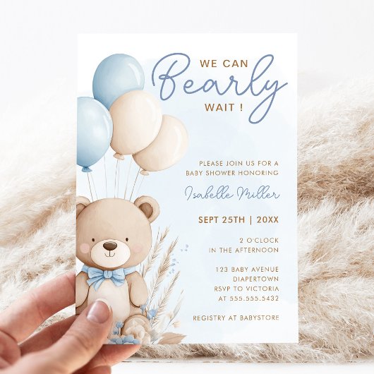 Boho Teddy Bear Ballonjongen wacht nauwelijks op u Kaart