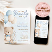 Boho Teddy Bear Ballonjongen wacht nauwelijks op u Kaart