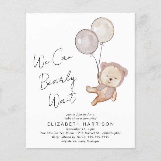 Boho Teddy Bear Balloons Baby shower (Voorkant)