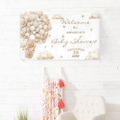 Boho Teddy Bear Balloons Baby shower Welkom Spandoek (Insitu)