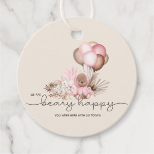 Boho Teddy Bear & Balloons Barly Wait Baby shower Bedankjes Labels