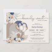 Boho Teddy Bear & Balloons Barly Wait Baby shower Kaart (Voorkant)