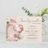 Boho Teddy Bear & Balloons Barly Wait Baby shower Kaart (Staand voorkant)