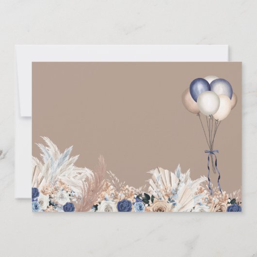 Boho Teddy Bear & Balloons Barly Wait Baby shower Kaart (Achterkant)