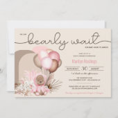 Boho Teddy Bear & Balloons Barly Wait Baby shower Kaart (Voorkant)