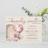 Boho Teddy Bear & Balloons Barly Wait Baby shower Kaart (Staand voorkant)