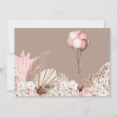 Boho Teddy Bear & Balloons Barly Wait Baby shower Kaart (Achterkant)