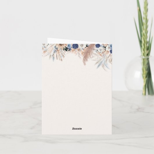 Boho Teddy Bear & Balloons - Blauw, bruin, neutraa Bedankkaart (Achterkant)