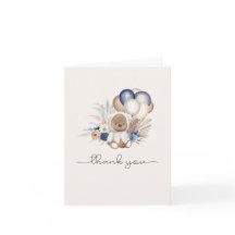 Boho Teddy Bear & Balloons - Blauw, bruin, neutraa