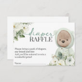 Boho Teddy Bear Barly Wait Baby Diaper Raffle Informatiekaartje (Voorkant / Achterkant)